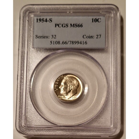 1954 S Roosevelt Dime MS66 PCGS - Picture 1 of 4
